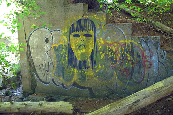 some of the (unfortunate) graffiti found at Webhannet Falls, Maine