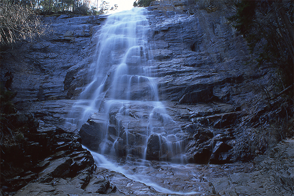 Arethusa Falls, photographed with Fuji Velvia 50 slide film