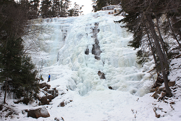 Arethusa Falls in winter, where it is popular with ice climbers