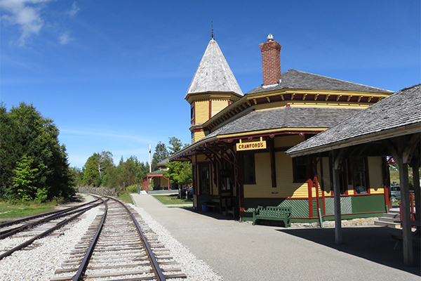 the Crawford Depot, which sits beside the trailhead for Beecher & Pearl Cascades