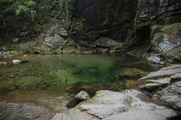 the beautiful pool below the lower falls at Sabbaday Falls, New Hampshire