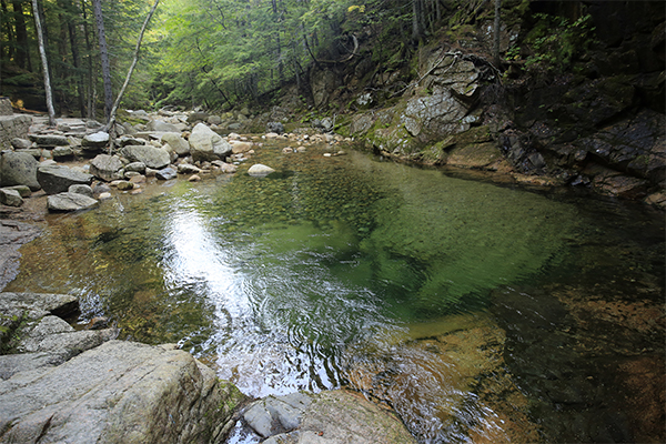 the beautiful pool below the lower falls at Sabbaday Falls, New Hampshire