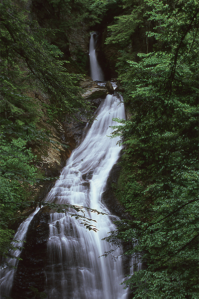 the upper falls at Moss Glen Falls, Stowe, Vermont