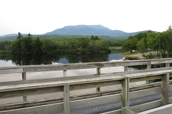 the view of Katahdin from Abol Bridge on the way to Nesowadnehunk Falls