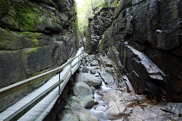 the boardwalk within The Flume, New Hampshire