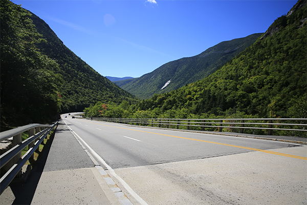 the view from the road when you are viewing Flume Cascade