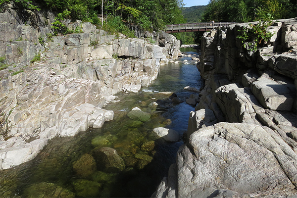 the view downstream form Rocky Gorge, New Hampshire