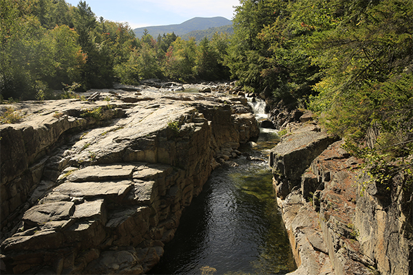 the view from the bridge downstream of Rocky Gorge, New Hampshire