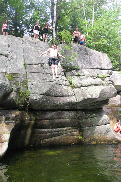 cliff-jumping at Upper Ammonoosuc Falls, New Hampshire