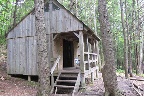 the Royalston Falls shelter, which sits 0.3 miles north of Royalston Falls along the Tully Trail (Massachusetts)
